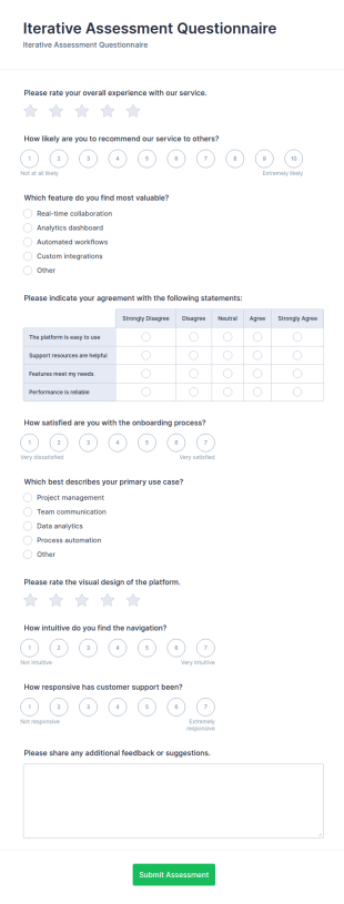 Iterative Assessment Questionnaire Form Template