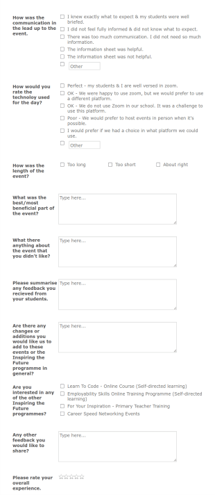 presentation of a survey ITFI Evaluation Form Form Template