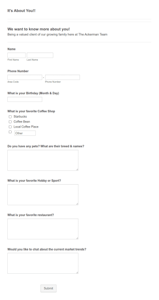 Real Estate Client Information Form Template