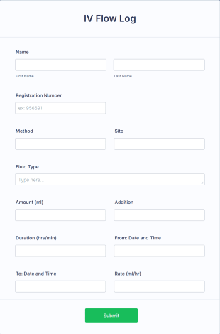 IV Flow Log Form Template