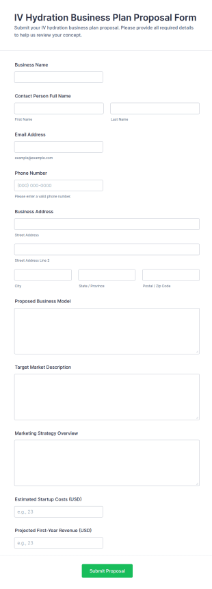 IV Hydration Business Plan Proposal Form Template