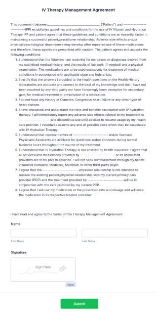 IV Therapy Consent Form Template