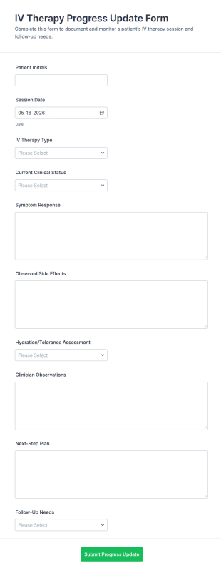 IV Therapy Progress Update Form Template