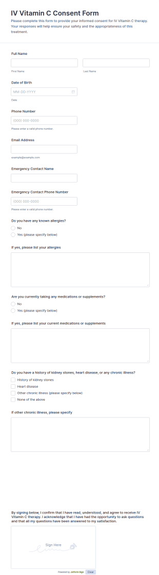 IV Vitamin C Consent Form Template