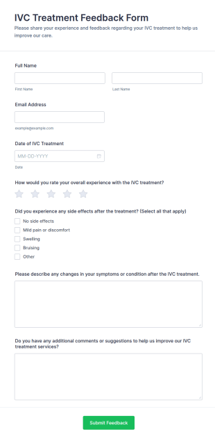 IVC Treatment Feedback Form Template