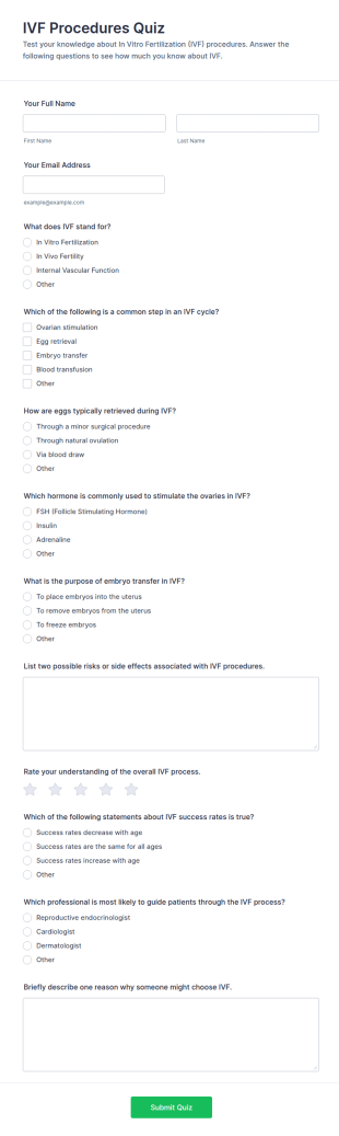 IVF Procedures Quiz Form Template