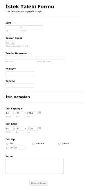 İzin İstek Form Template