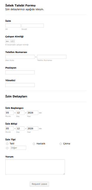 İzin İstek Form Şablonu