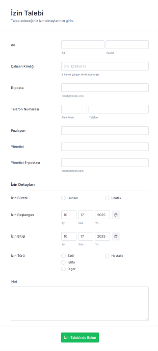 İzin Talep Form Template