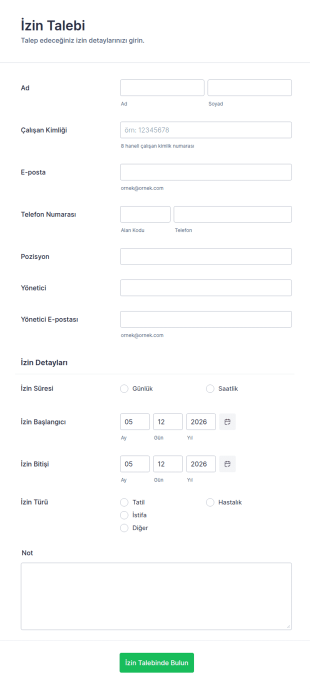 İzin Talep Form Şablonu