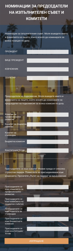 Изпълнителен Борд Form Template