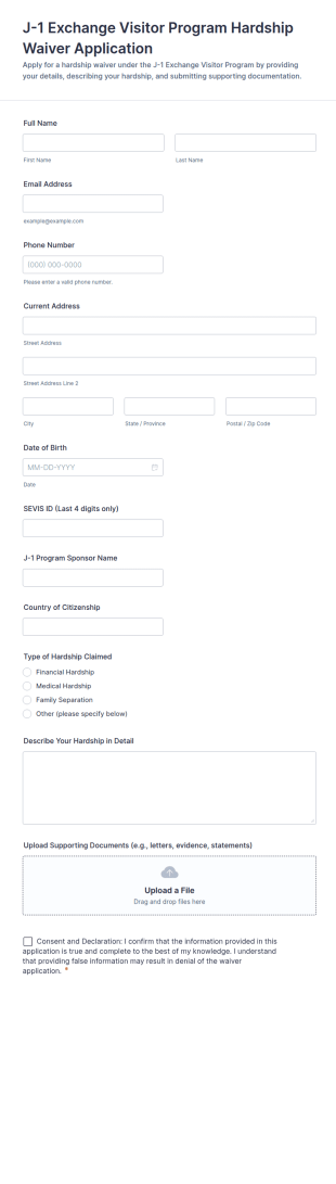 J 1 Exchange Visitor Program Hardship Waiver Application Form Template