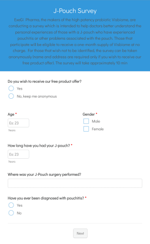J Pouch Survey Form Template