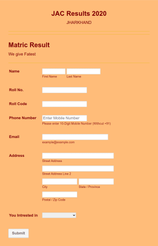Jac Result 2020 Form Template
