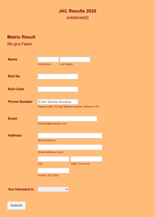 Jac Result 2020 Form Template