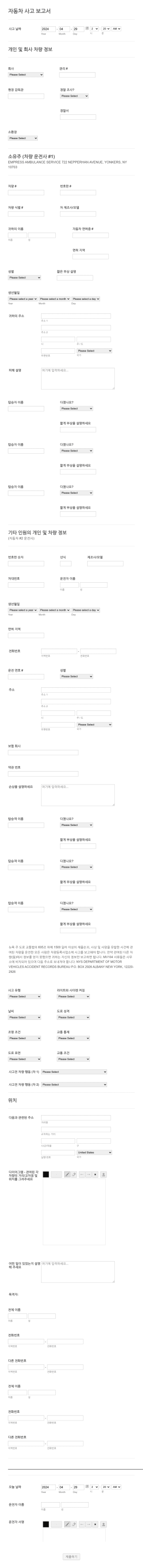 자동차 사고 보고서 Form Template