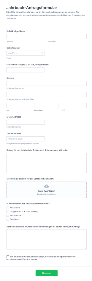 Jahrbuch Antragsformular