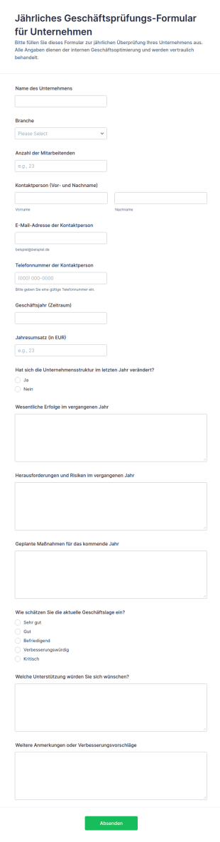 Jahresgeschäftsbericht Form