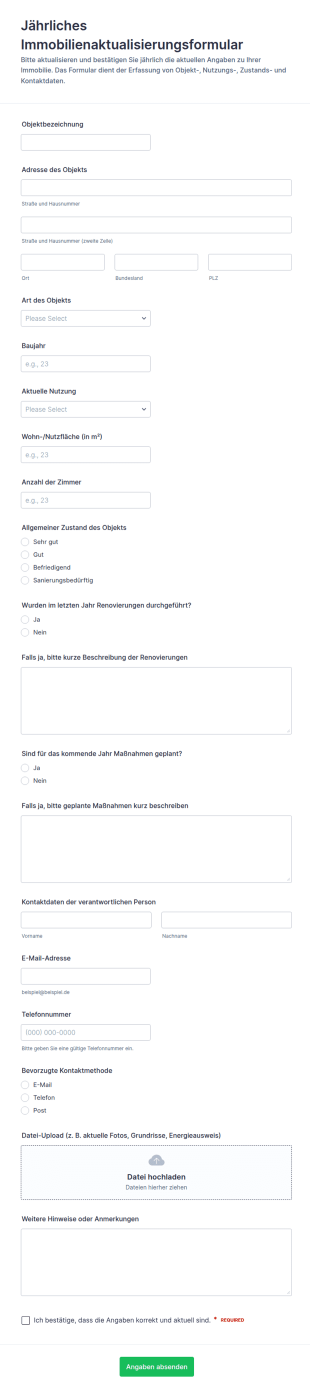 Jährliche Immobilienaktualisierung Survey