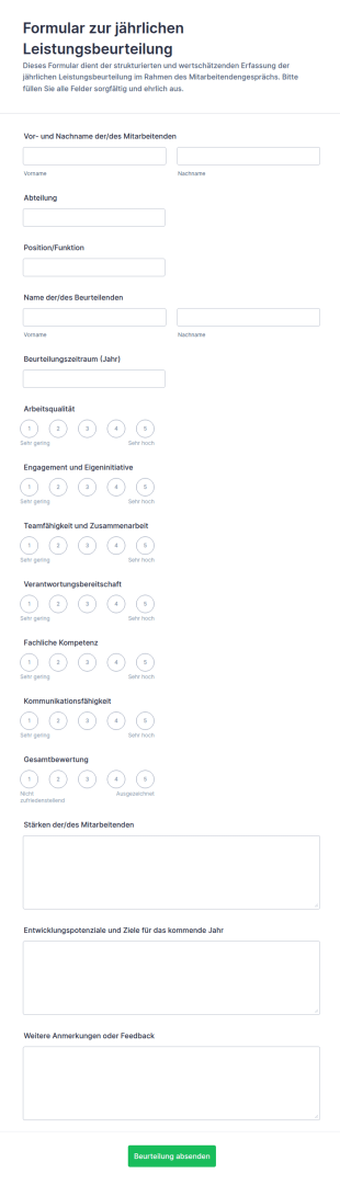 Jährliche Leistungsbeurteilung Umfrage