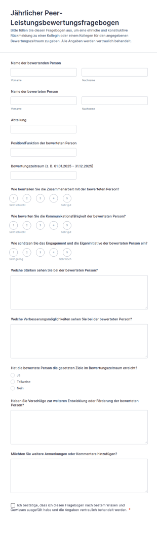 Jährlicher Peer Leistungsbewertungsfragebogen