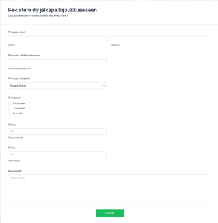 Jalkapallojoukkueen Rekisteröintilomake Form Template
