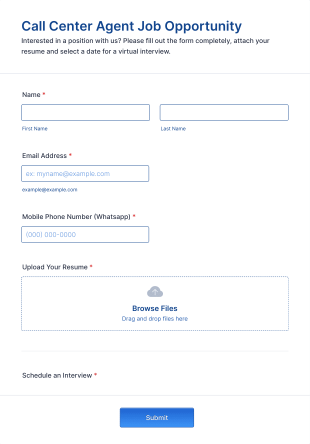 JamConnect Job Applications Form Template