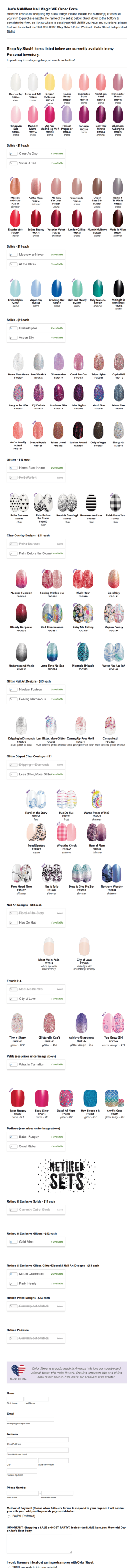 Jan's Shop My Stash Order Form Template