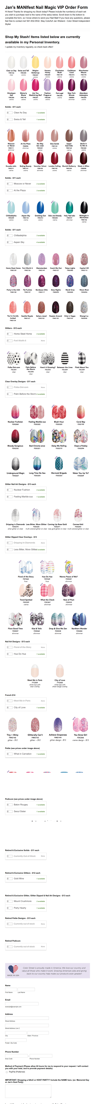 Jan's Shop My Stash Order Form Template