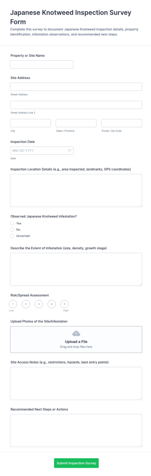 Japanese Knotweed Inspection Survey Form Template