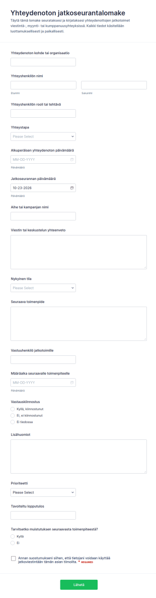 Jatkokontaktin Seurantalomake