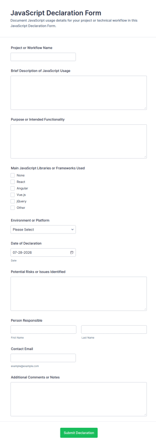 JavaScript Declaration Form Template