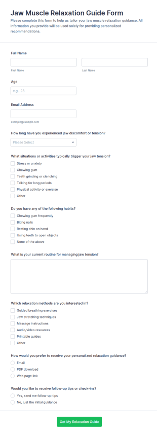 Jaw Muscle Relaxation Guide Form Template