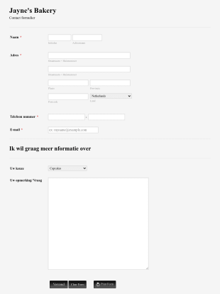 Jaynes Bakkerij Form Template
