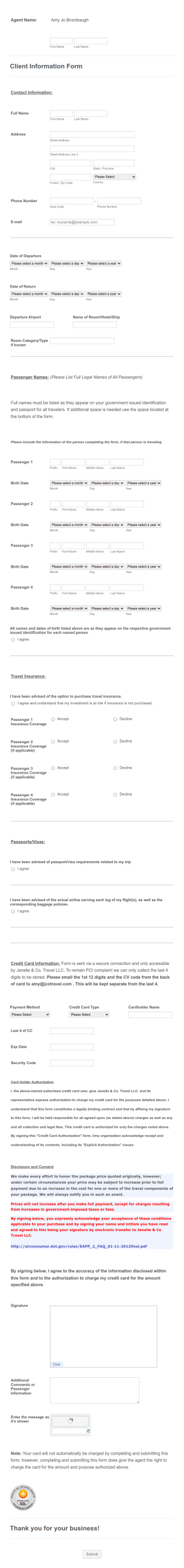 JCo Client Information Form Tess Form Template