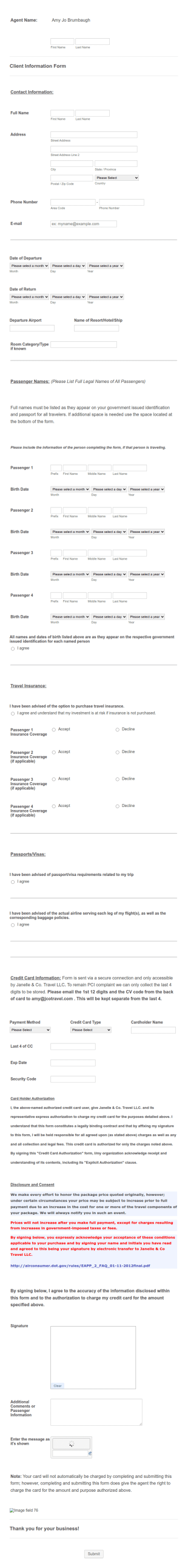 JCo Client Information Form Tess