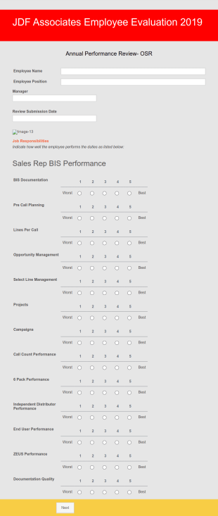 JDF Annual Performance Evaluation Form 2019 OSR Form Template