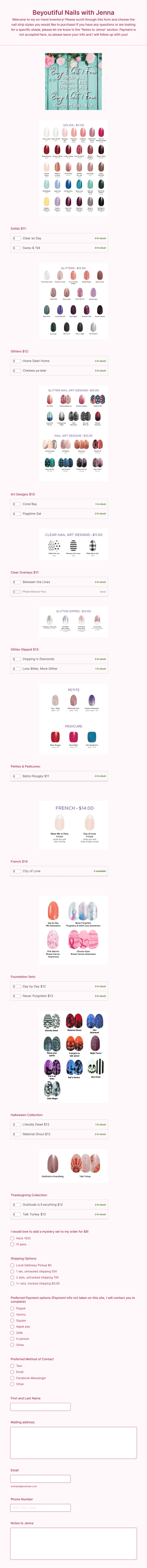 Jenna’s Color Street Inventory Form Template