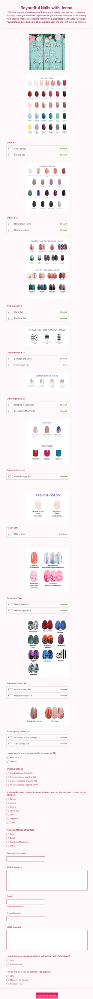 Jenna’s Color Street Inventory Form Template
