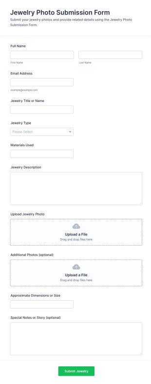 Jewelry Photo Submission Form Template