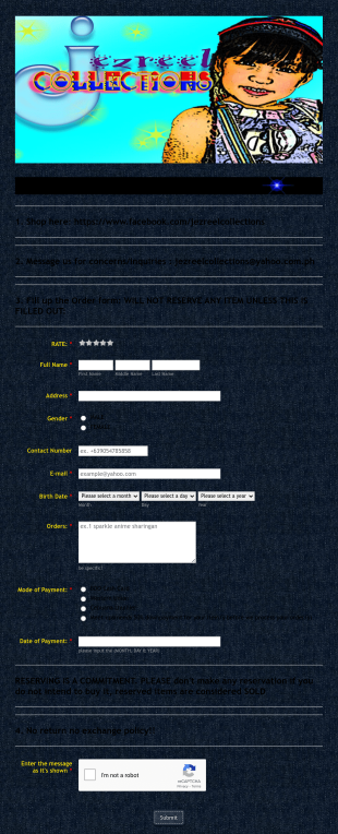 Simple Order Form By Jezreel Collections Form Template