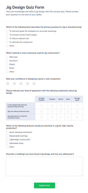 Jig Design Quiz Form Template