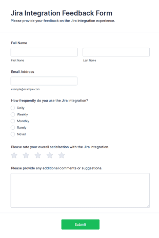 Jira Integration Feedback Form Template