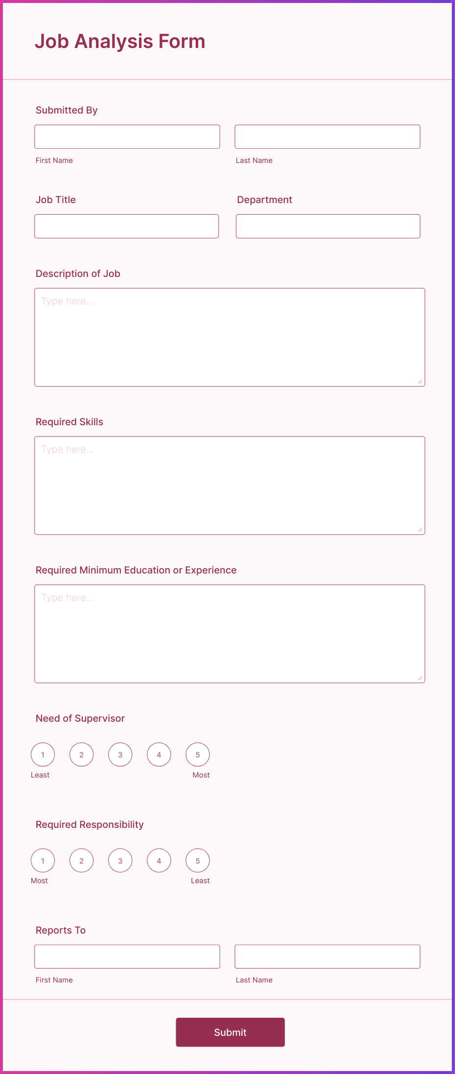 Job Analysis Form Template | Jotform