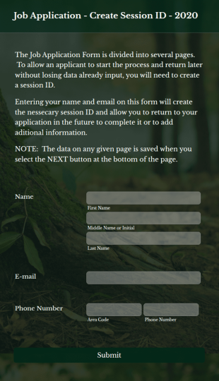Job Application Create Session ID Form Template