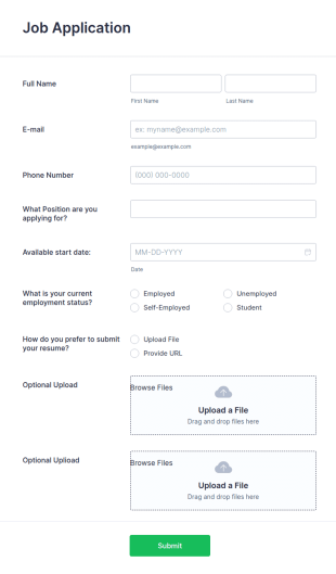 Easy Job Application Form Template