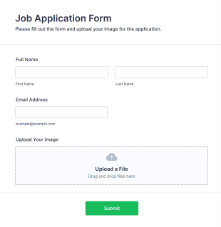 Job Application Form With Image Upload Form Template