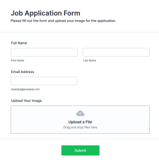 Job Application Form With Image Upload