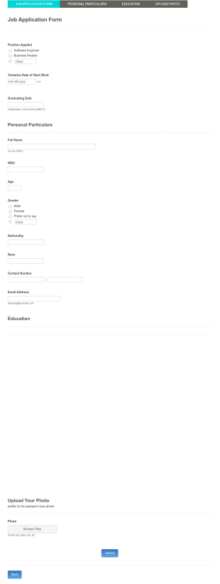 Job Application Form Template
