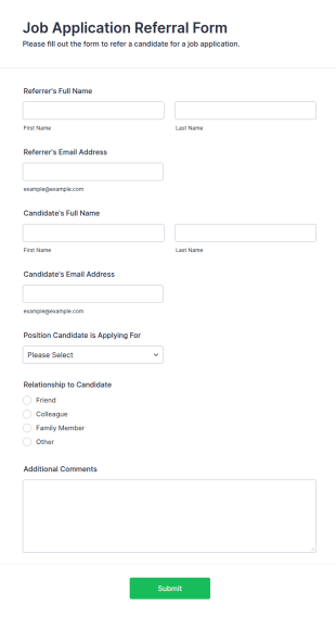 Job Application Referral Form Template